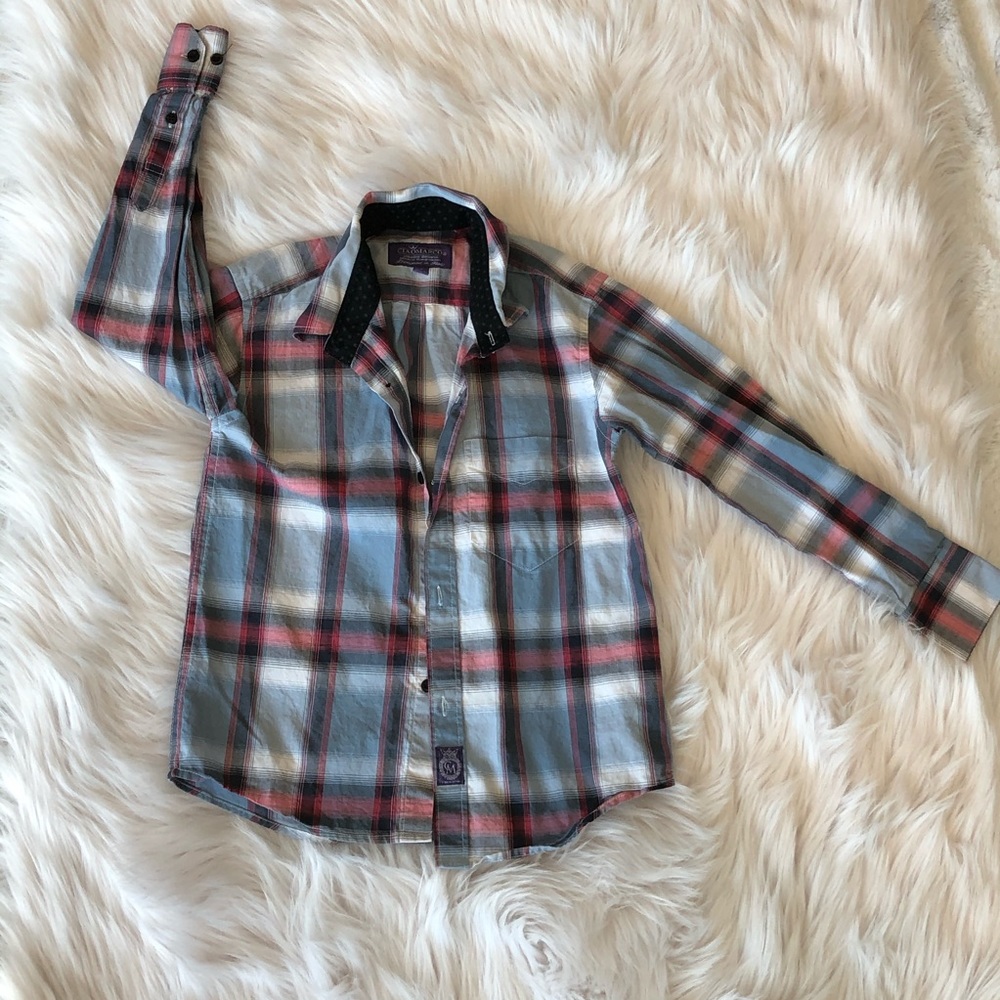 Boys plaid polo collared shirt